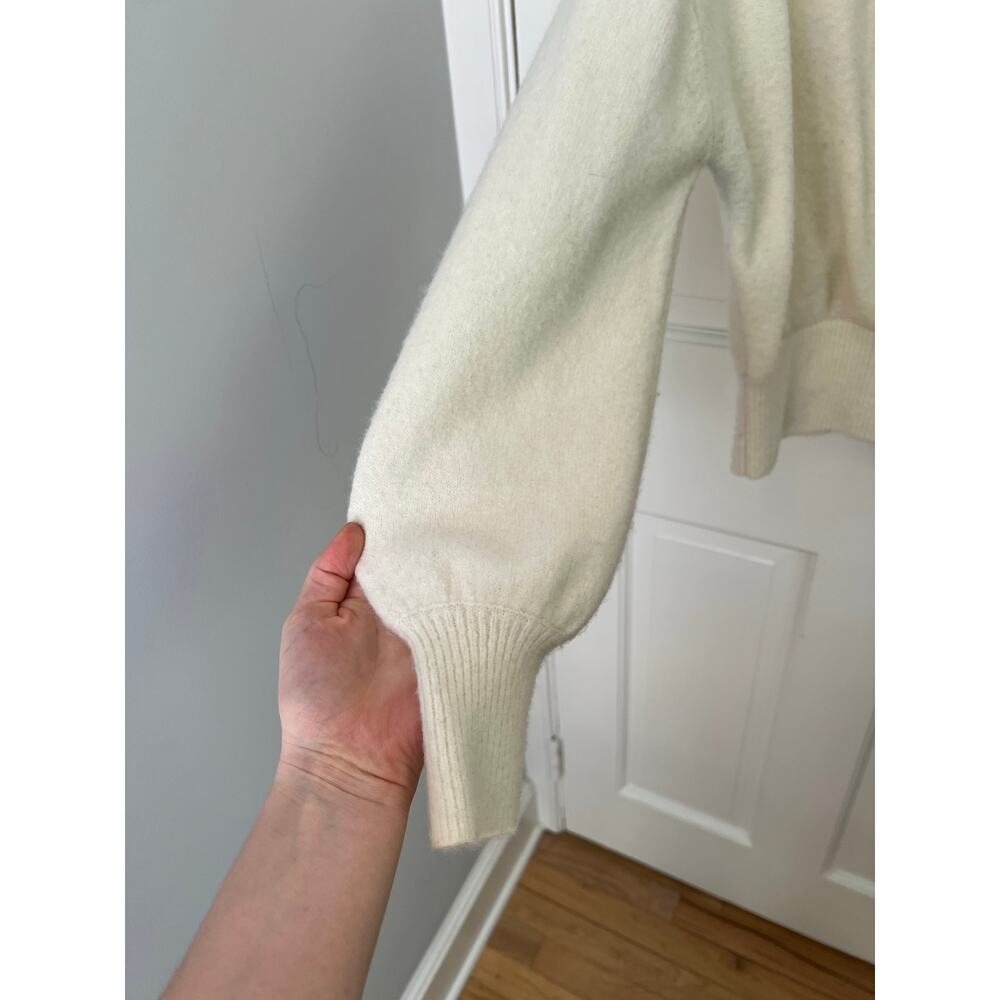 Aritzia Wilfred SoftSpoke Dear Wrap Sweater White Cashmere Blend Women's M FLAW - Picture 5 of 15